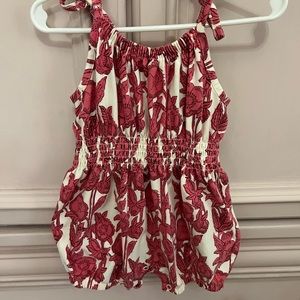 Pink Chicken Baby Girls Organic Luna Romper - Pink Stem Floral 18-24M